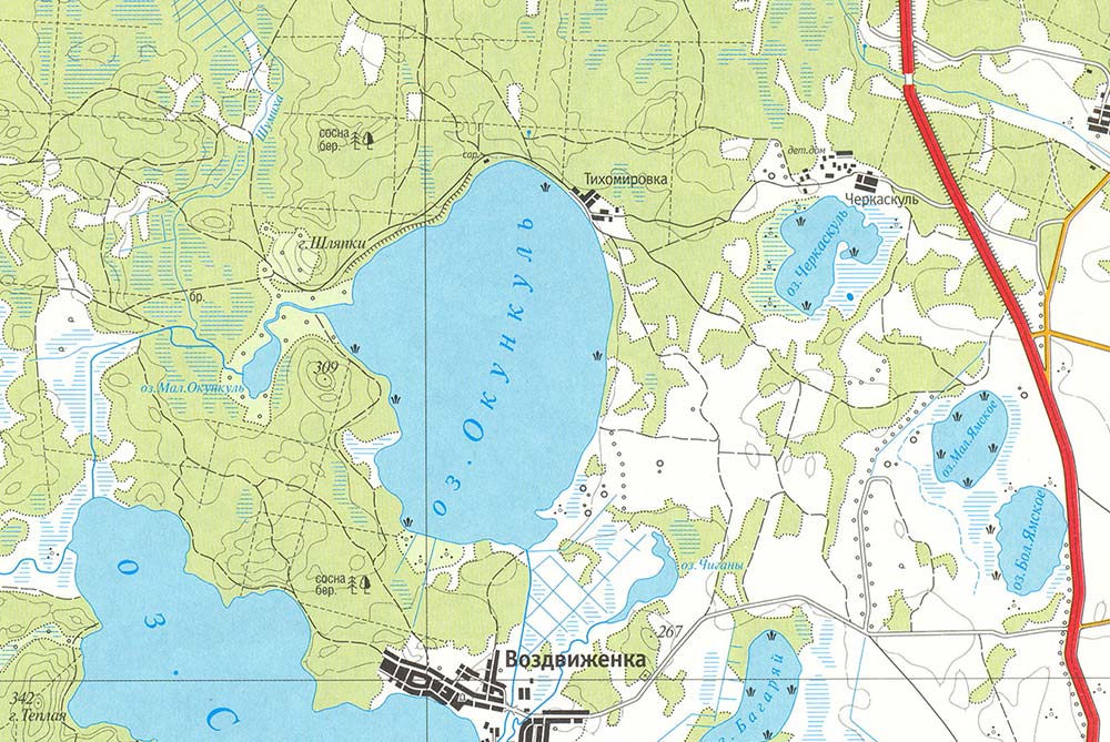 Карта озера Окункуль
